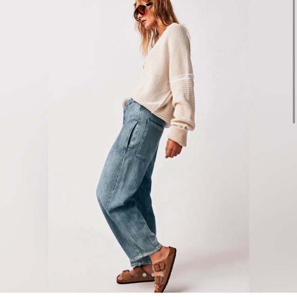 NWT We the free Free People Osaka mid rise barrel lightweight jean button fly 29 - Picture 2 of 14